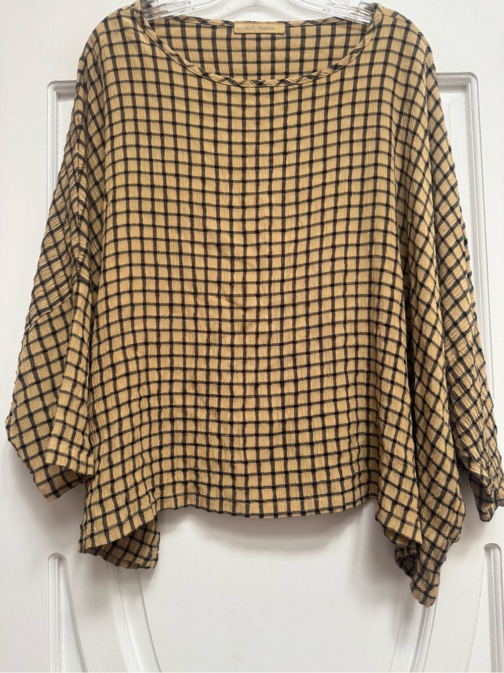cut loose Tan & Black Checked Relaxed Tunic